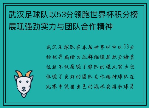 武汉足球队以53分领跑世界杯积分榜展现强劲实力与团队合作精神